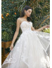 Detachable Sleeves Ivory Lace Tulle Sweet Wedding Dress